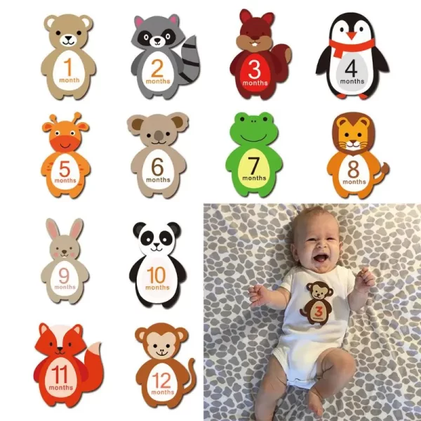 1 12 Months Baby Monthly Milestone Sticker Baby Photography Props Photo Stickers