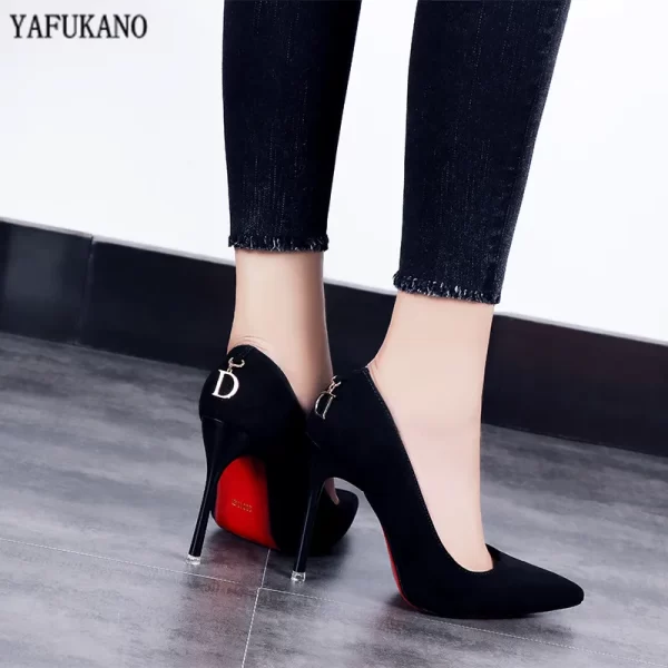 10 Cm Sexy Thin Heel High Heels 2020 Brand Fashion Metal Buckle Womens Pumps Black Elegant