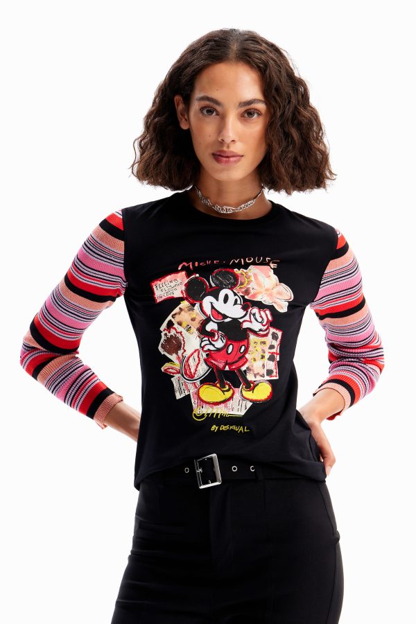 T-shirt met patch van Mickey Mouse