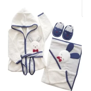 Child Bathroom Set 4pcs Turkish Cotton Bathrobe Bathroom Towel Slipper for Child Baby 0-3 Age Anti-Allergic Soft baby Towels