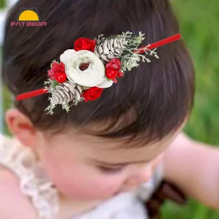 Christmas Antler Baby Girl Headbands Baby Hair Accessories Xmas Deer Ear Flower Crown Hairband for Newborn Photography Props