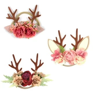 Christmas Antler Baby Girl Headbands Baby Hair Accessories Xmas Deer Ear Flower Crown Hairband for Newborn Photography Props