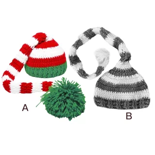 Christmas Baby Cap Photography Prop Newborn Hat Plush Handmade Knitting Long Tail Baby Hat
