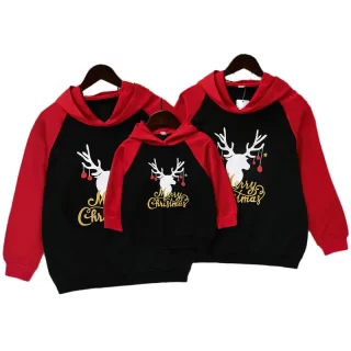 Christmas Deer Customes Hoodies Family Matching Clothes Mommy And Me Clothes Hooded Sweatshirts Mom Daughter Father Son Outfits