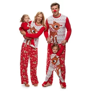 Christmas Family Clothes Set Fashion Adult Kids Pajamas Set Cotton Nightwear Sleepwear Red Pyjamas Matching Family Outfits