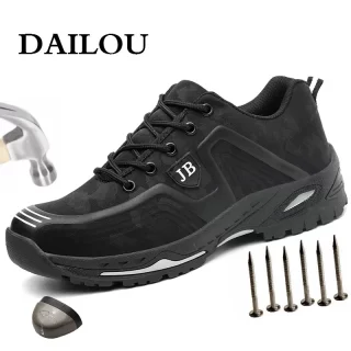 DAILOU 2020 Autumn Steel Toe Work Safety Shoes Air Mesh Plus Size Ultra-light Soft Bottom Reflective Men's Sneakers Dropshipping