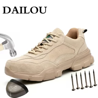 DAILOU Indestructible Shoes Men Safety Work Shoes All Season Outdoor Non-slip Steel Mid Sole Lightweight Men Boots Dropshipping