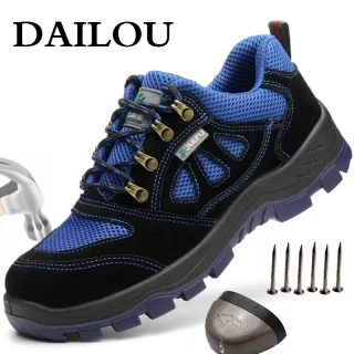 DAILOU Men Safety Steel Toe Shoes Air Mesh New Design Anti-smashing Protective Comfort Working Construction Shoes Free Shipping
