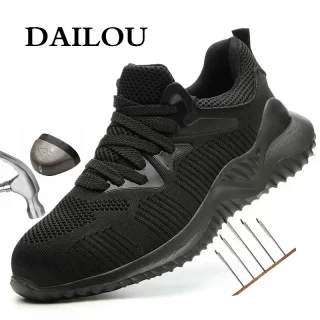 DAILOU Men's Outdoor Steel Toe Protective Anti SmashingWork ShoesPuncture-Proof Boots Breathable Mesh New Free Shipping Big Size