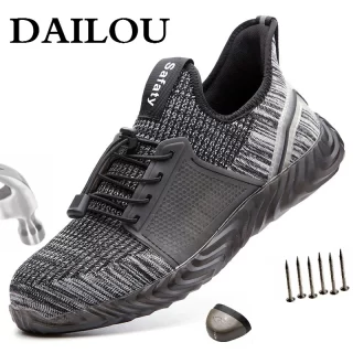 DAILOU Outdoor Men and Women Safety Boots Men Breathable Shoes All Season Ultra-light Soft Bottom Comfort Sneakers Big Size 48
