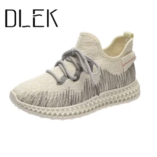 DLEK Woman Shoes Designer Mesh Soft Sole Comfortable Shallow Fly Weave Lace-Up Light Breathable Women Fashion Casual Sneakers