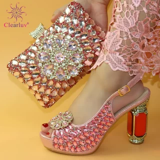 Dress with Shoes And Bag To Match Set Nigerian High Heels Party Shoes And Bag Set Italian Style Shoes and Bag For Wedding