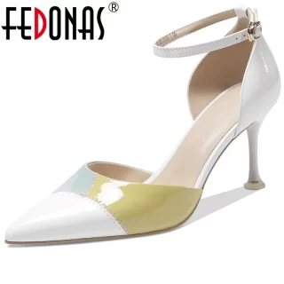 FEDONAS Cow Leather 2020 New Arrival Women Pumps Fresh And Elegant High Heeled Working Shoes Eleagnt Spring Summer Shoes Woman
