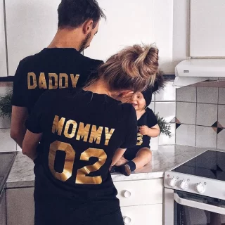 Family Matching Clothes Family Look Cotton T-shirt DADDY MOMMY KID BABY Funny Letter Print Number Tops Tees Summer