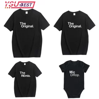 Family Matching Clothes The Original The Remix Mother and Daughter Family Daddy Son of The Letter T Shirts Family Matching Suits