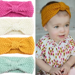 Fashion Bow Baby Boy Girl Headbands Knitted Candy Color Infant Baby Head Band Kids Hair Accessories 1 PC