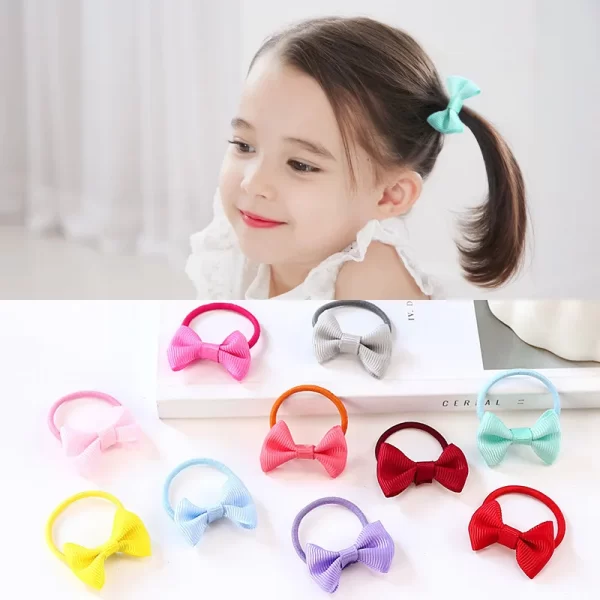 Fashion Women 10pcs Bowknot Elastic Hair Rubber Bands Kids Bow Tie Hair Ring Rope Headwear Ornaments