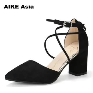 Gladiator Sandals Women Shoes Sexy Pointed Toe Pumps Womens Green Ladies Shoe Zapatos Mujer High Heels Wedding Plus Size 34-40