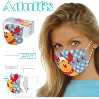 Headband 50PC Christmas Masks Adult Mixed Color Disposable Spunlace Cloth Breathable face mask Маска protectora masque бандана#