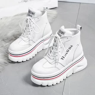 High Top Sneakers Women Casual Shoes Fashion Height Increasing Thick Bottom Winter Plush Platform Shoes Woman Chunky Sneakers