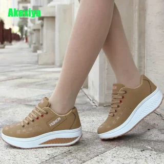 Hot Women Sneakers 2019 Breathable Waterproof Wedges Platform Vulcanize Shoes Woman Pu Leather Women Casual Shoes tenis feminino