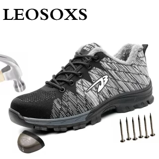 LEOSOXS 2020 Fashion Work Safety Shoes Non-slip Anti-static Mesh Sneakers Steel Mid Sole Toe Cap Anti-smashing Shoes Big Size 48