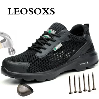 LEOSOXS Breathable Mesh Work Shoes Steel Toe Anti-smashing Protective Shoes Summer Deodorant Non-slip Sneakers Free Shipping