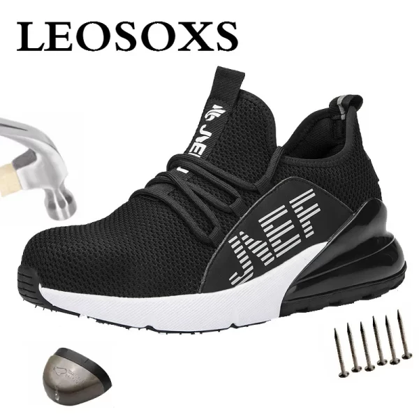 LEOSOXS Breathable Safety Shoes Steel Toe Anti smashing Steel Toe Cap Plus Size Men and Women