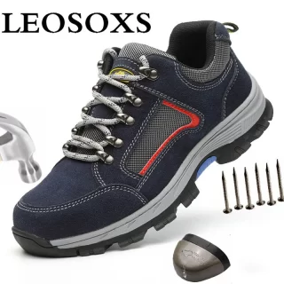 LEOSOXS Plus Size Men's Winter Steel Toe Cap Protective Work Shoes Ultra-light soft bottom Plus Size Mesh Sneakers Free shipping