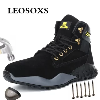 LEOSOXS Work Safety Shoes Men Anti-slippery Work Boots Steel Toe Cap Outdoor Plus Size Camouflage Military Boots Dropshipping