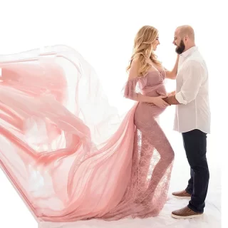 Lace Maxi Pregnancy Dress Photography Props Pregnant Women Tailing Long dress Sexy V Neck Off Shoulder Maternity Gown Dresses