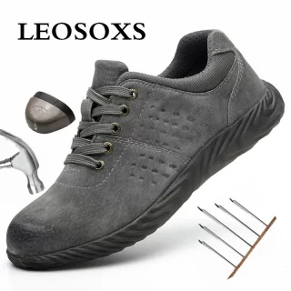 LeoxoseWaterproof Winter Men Boots with Fur Warm Snow Women Boots Men Work Casual Shoes Sneakers Puncture-Proof Boots Protective