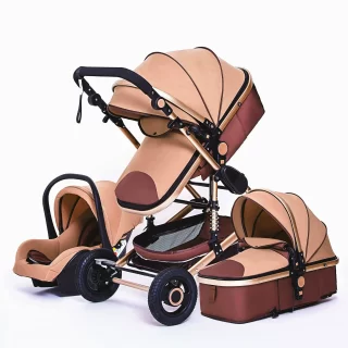 Luxurious Baby Stroller 3 in 1 Portable Travel Baby Carriage Folding Prams Aluminum Frame High Landscape Car for Newborn Baby