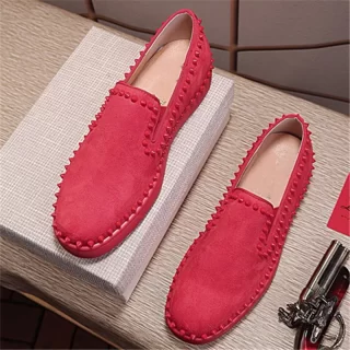 Men's and women's rivets Flat shoes Lovers casual Flat bottomed overshoes Solid color Genuine Leather female 35-40 male 38-46