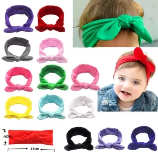 New Baby Girls Princess Elastic Candy Solid Color Headdress Kids Baby Cloth Bunny Ears Hair Band Bowknot Cute Fashion