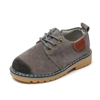 New Kids Shoes Boys Girls Vintage Leather Shoes Baby Toddler Children Flats Casual Wedding School Sneaker Autumn Gray Brown Red