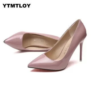 Plus Size 34-44 HOT Women Shoes Pointed Toe Pumps Patent Leather Dress High Heels Boat Shoes Wedding Shoes Zapatos Mujer