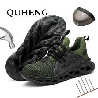 QUHENG 2020 Autumn Steel Toe Work Safety Shoes Lightweight Non-Slip Breathable Mesh New Design Protective Shoes Big Size 48