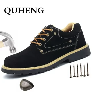 QUHENG 2020 Men's Winter Steel Toe Cap Protective Work Shoes Construction Safety Steel Mid Sole Casual Plus Size Dropshipping