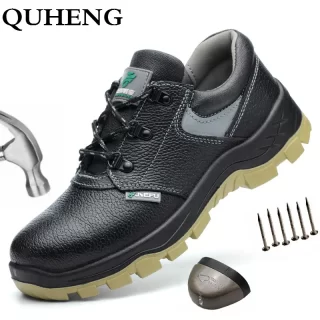 QUHENG Man Safety Shoes Puncture-Proof Safety Work Shoes Deodorant Big Size Anti-Static Casual Construction Safety Big Size 48
