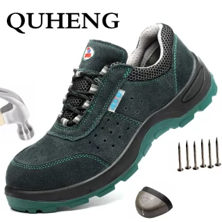 QUHENG Men Work Safety Shoes Ultra-light Soft Bottom Steel Toe Anti-smashing Lightweight Camouflage Military Boots Dropshipping