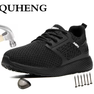 QUHENG Men's Outdoor Anti Slip Breathable Protective Work Shoes Free Shipping Anti-Static Mesh Sneakers Deodorant Big Size 48