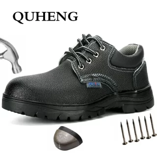 QUHENG Plus Size Men's Steel Toe Cap Protective Work Boots Shoes Non-Slip Steel Mid Sole Construction Safety Outdoor Big Size 48