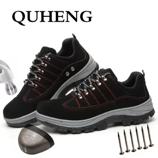 QUHENG Plus Size Men's Steel Toe Cap Protective Work Boots Shoes Puncture-Proof Boots All Season New Design Free Shipping