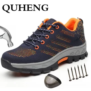 QUHENG Plus Size Men's Winter Steel Toe Cap Protective Work Shoes Non-Slip Casual Outdoor Anti-Static Construction Safety 48