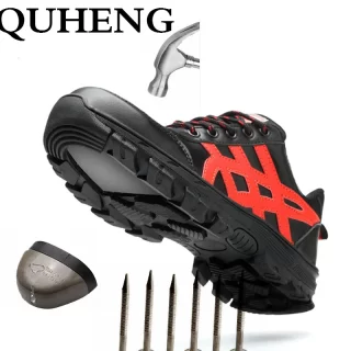 QUHENG Safety Work Shoes For Men Steel Toe Cap Anti-smashing Working Boots Construction Safety All Season Outdoor Free Shipping