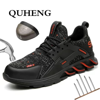 QUHENG Safety Work Shoes for Men Steel Toe Cap Anti-smashing Working Boots Steel Toe Anti-smashing Indestructible New Design 48