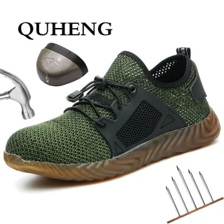 QUHENG Work Safety Shoes Woman and Men Be Applicable Outdoor Steel Toe Anti Smashing Anti-slip Puncture Proof Work Boots