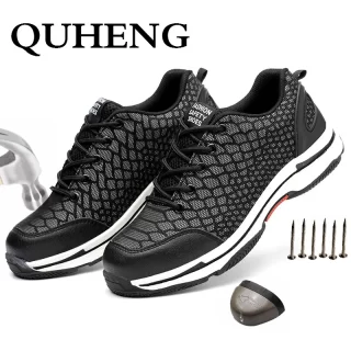 QUHENG Work Safety for Men Lightweight Anti-Smashing Puncture-Proof Plus Size Winter Construction Shoes Free Shipping