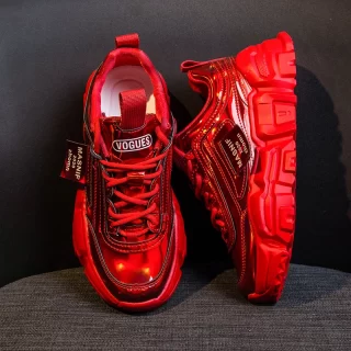 Spring Women Platform Chunky Sneakers Silver Leather Designers Lace Up Casual Old Dad Shoes Fashion Woman Comfortable Trainers